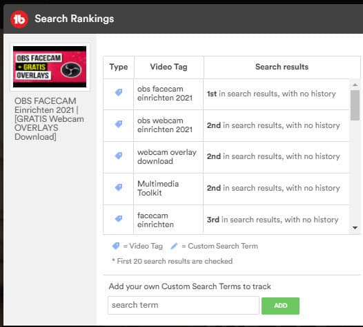 TubeBuddy Search Rankings